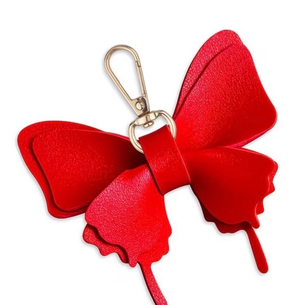 NEW Red Butterfly Faux Leather Keychain